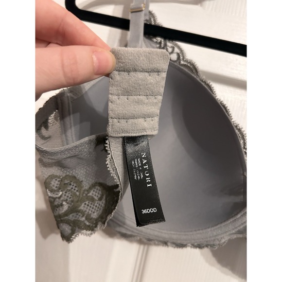 Natori 36DDD Underwire T-Bra Adjustable Straps Lace Lined Cups Gray Lingerie - Picture 6 of 9